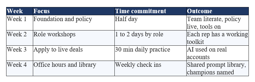 A 30 Day Rollout for Your Sales Team