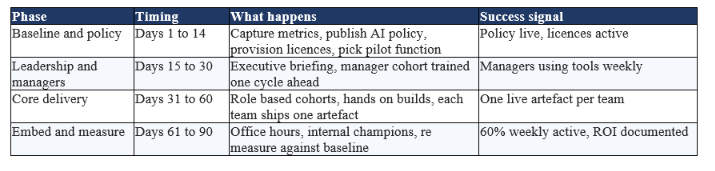 A 90 Day Rollout Plan