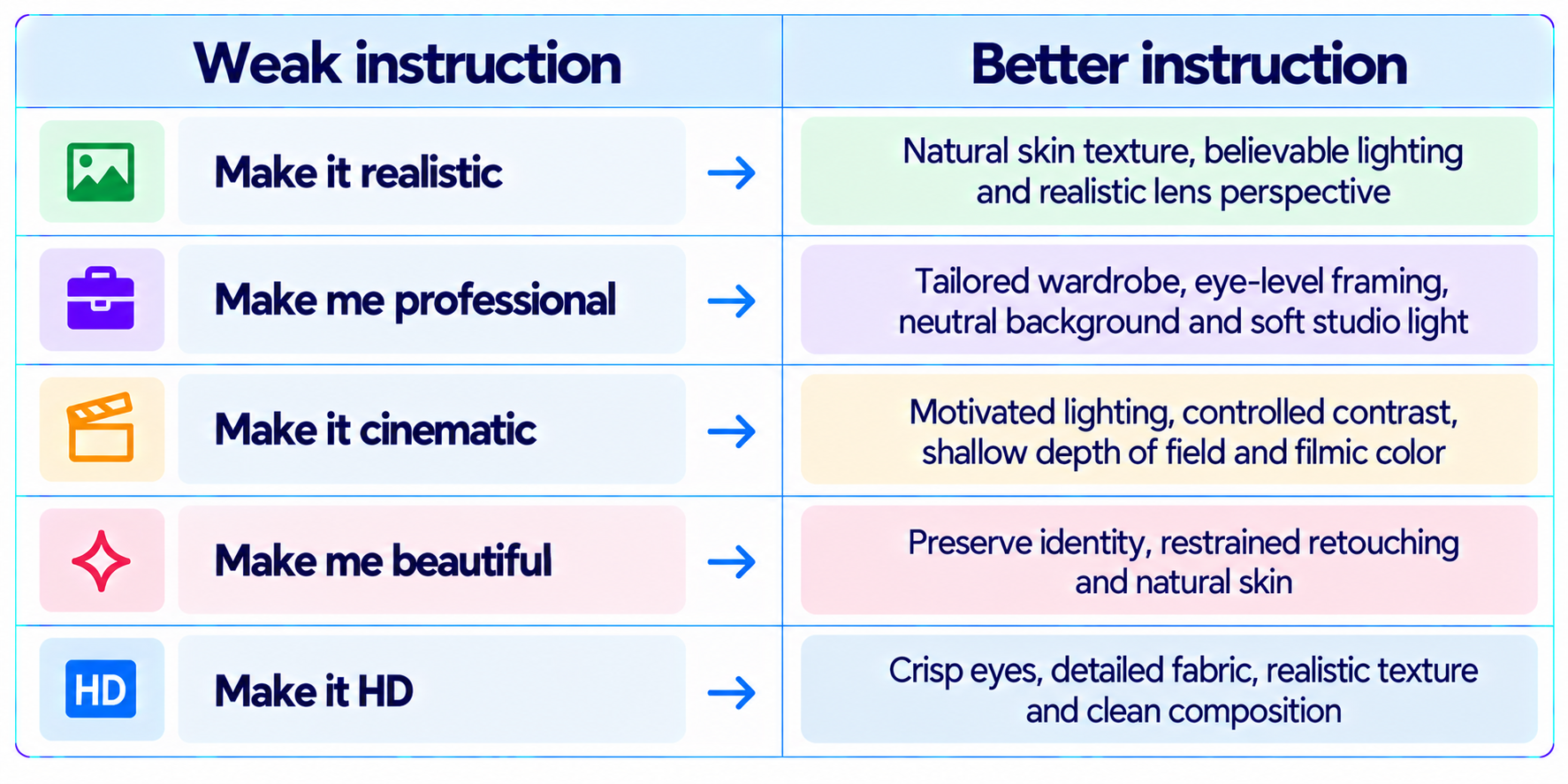 Weak vs Better Instruction Infographic