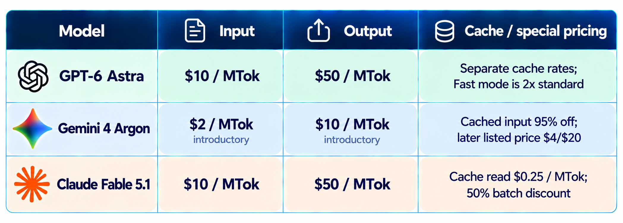 AI Model Pricing Comparison Chart