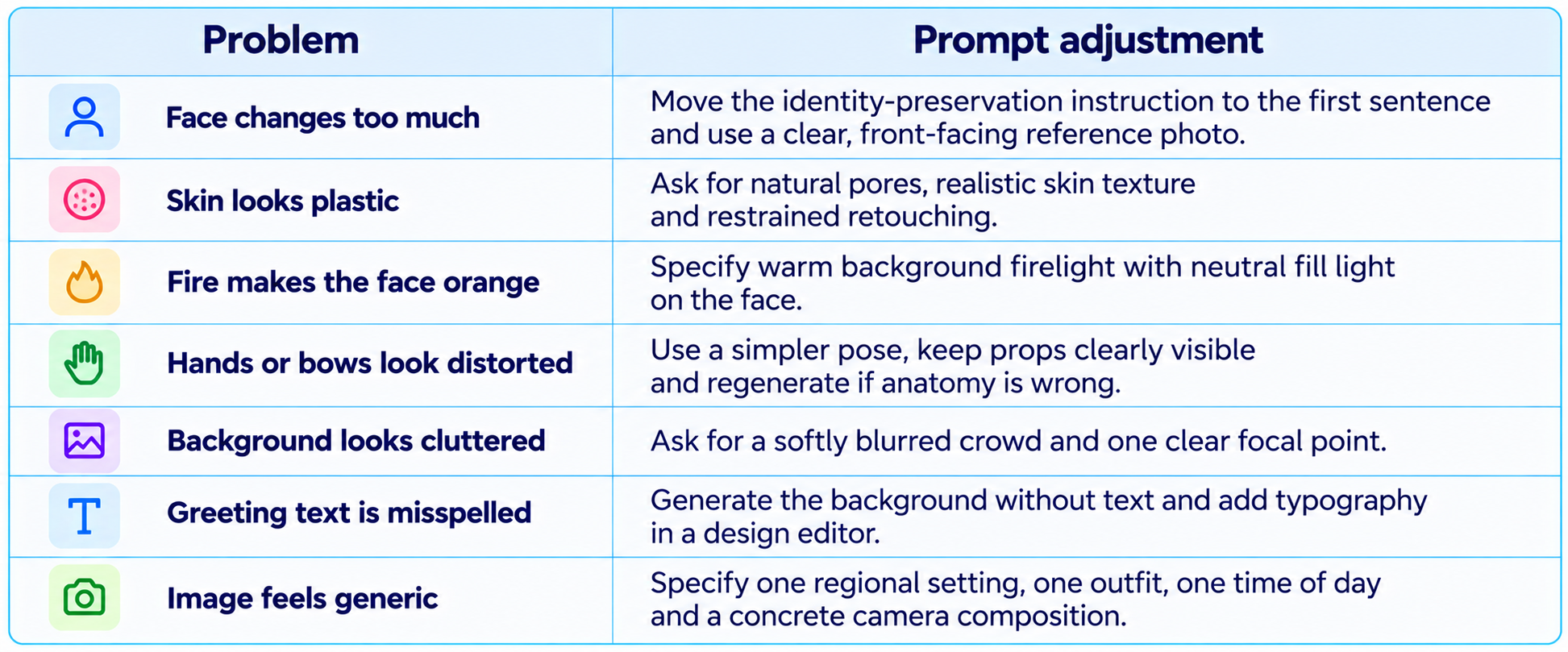 Image Prompt Adjustment Tips Table